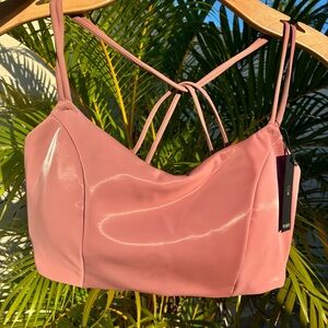 Victoria’s Secret VSX Elevate Liquid Shine Sports Bra NWT XL Dusty Rose Strappy